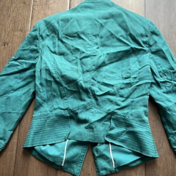 Green White House Black Market Waist Length denim Jacketsize - Picture 4 of 5